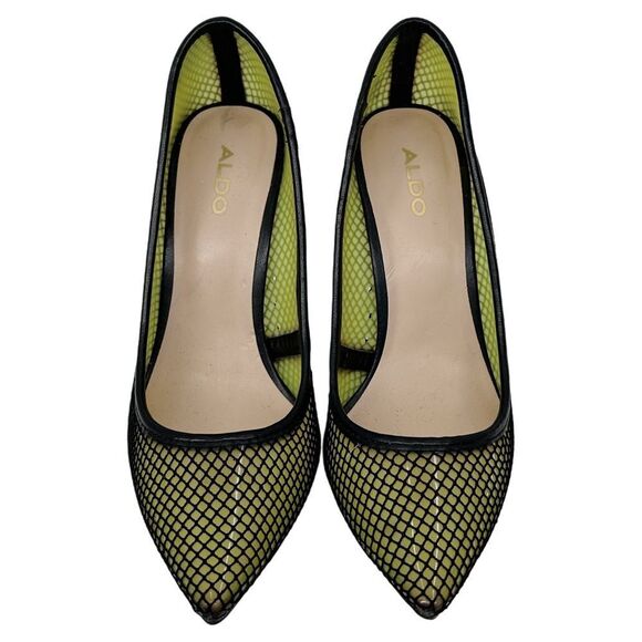 Aldo Horelia Mesh Almond Pointed Toe Pump Heels Light Yellow Size 7.5 - Picture 3 of 13